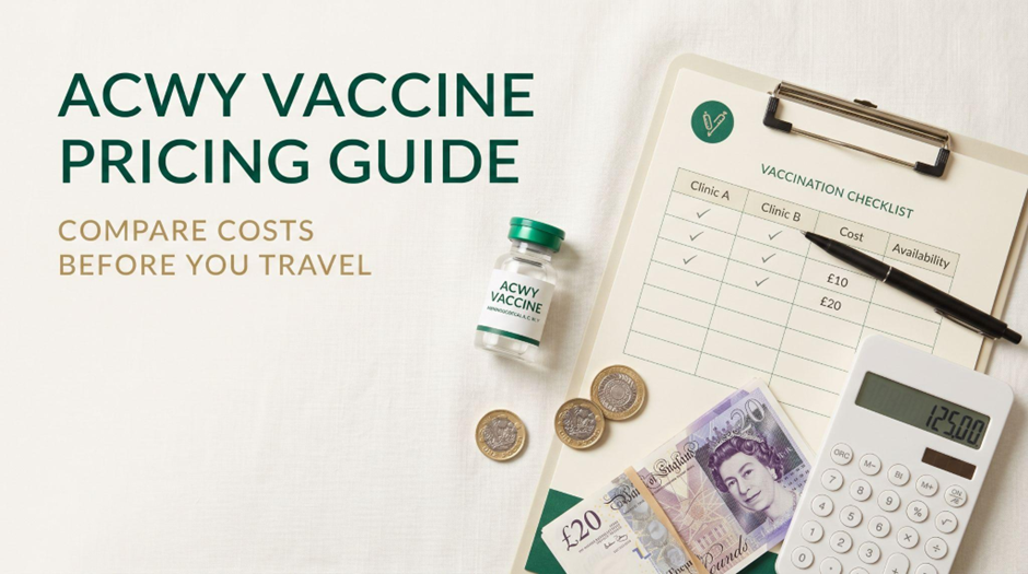 ACWY vaccine pricing guide showing meningitis vaccine costs for Umrah travellers in the UK